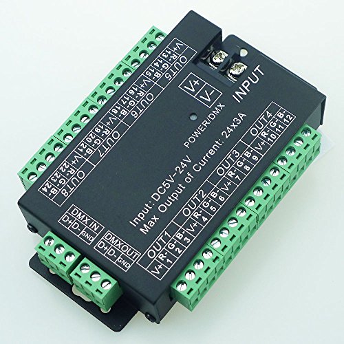 RGBSIGHT High Power 24 Channel 24CH 3A/CH 72A DMX512 Controller LED Decoder Dimmer DMX Signal For DC 5V 12V 24V Project Lighting