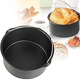 Air Fryer Cake Pan, Nonstick Baking Pans Barrel Air Fryer Bread Pizza Baking Pan Deep for Instan-t Pot Round Airfryer Cake Basket Pan Accessory Dishwasher Safe(SIZE:7 Inch)
