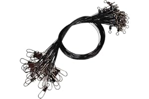 LAXYGO 60pcs Fishing Wire Leaders Nylon-Coated Fishing Line Wire Leaders with Swivels and Snaps 6inch, 9inch, 12inch