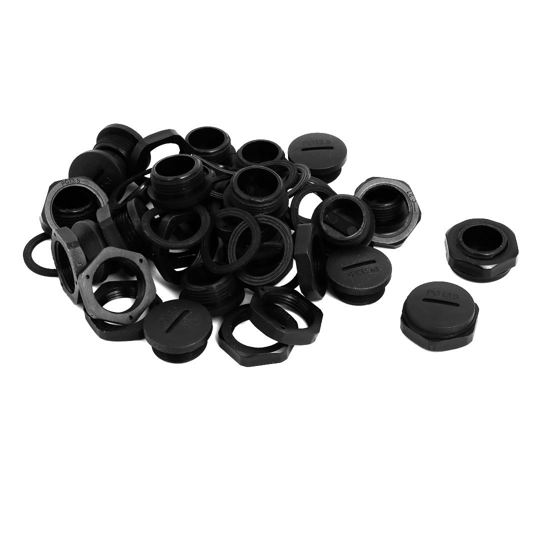 Sourcingmap PG13.5 Nylon Male Threaded Cable Gland Screw End Cap Cover Black 20pcs