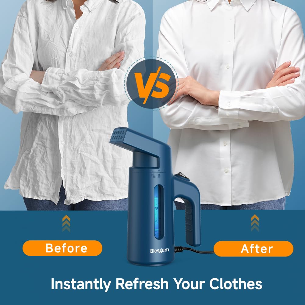 Steamer for Clothes 700W, Double Row Steam Clothes Steamer, Travel Steamer with 180ML Large Capacity Water Tank, 40S Fast Heat-up Garment Steamer for Home and Office(GY168)