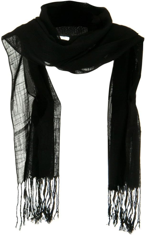 Solid Viscose Long Scarf - Black