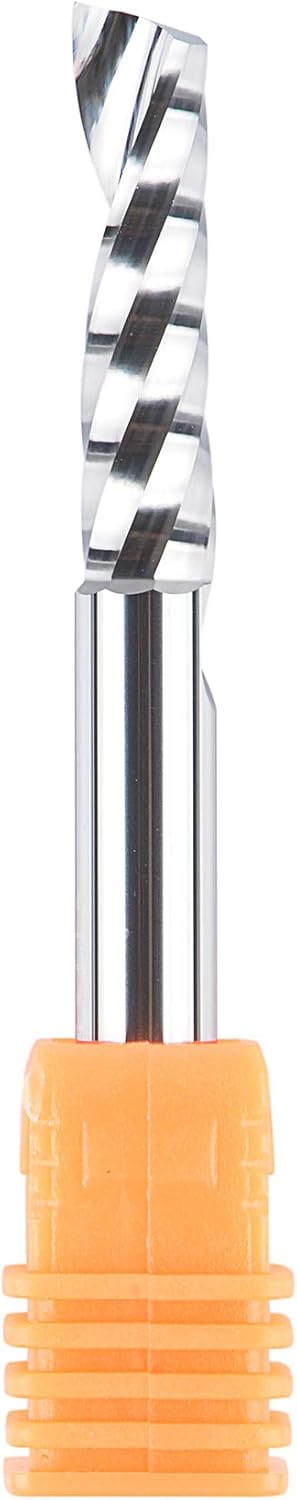 SpeTool Single Flute Aluminium Router Bits 1/4 Shank Tungsten Carbide Spiral O Flute End Mill CNC Router Bits 1'' Cutting Length Router Cutters Milling Bits for Wood Aluminum Acrylic PVC MDF Plastic - Image 4