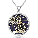 Alphm Egyptian Jewelry for Women 925 Sterling Silver Bastet Goddess/Eye of Horus Pendant Necklace Ancient Egyptian Jewelry Present