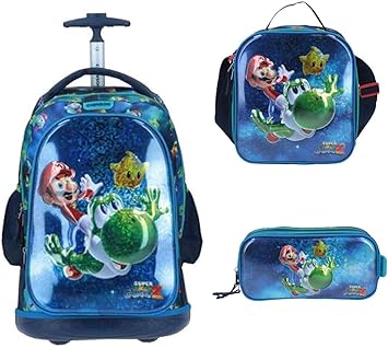 mochilas escolares de mario bros con ruedas