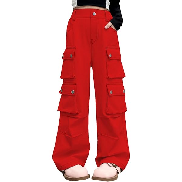 Amazon.com: Girls' Vintage Multi-Pocket Cargo Pants Solid