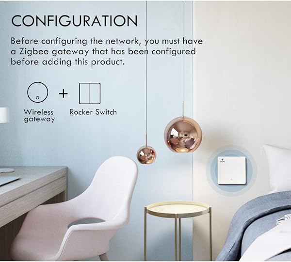 eMylo Zigbee Smart Switch Interruptor de luz de pared inalmbrico Control remoto Botn basculante Funciona con Zigbee Central Hub Control de voz compatible con AlexaGoogle Home 1 Gang Blanco