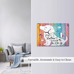 Funny Animal Cute Dog Colorful Wood Rainbow Panel 3