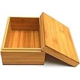 zhou Bamboo wood storage box with cover, wooden storage box combination, storage box, bamboo, natural, unpainted,wooden box wooden packaging, gift box,storage tea box (6.3X4.72X2.76 inch)