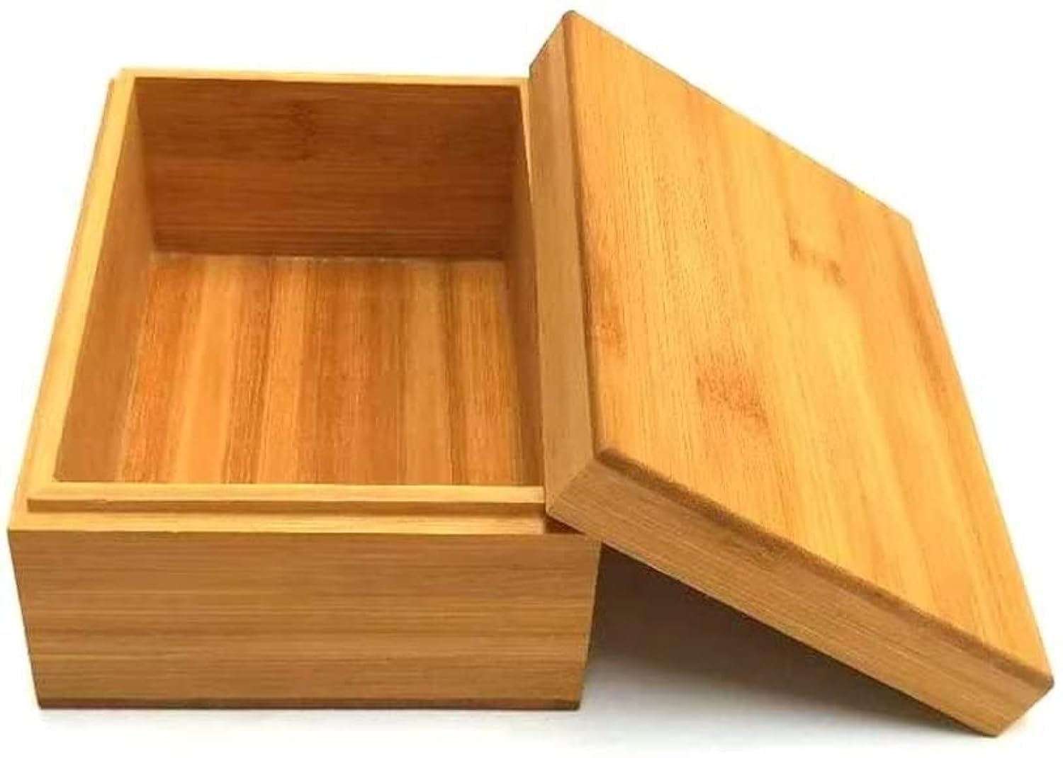 Zhou Bamboo Storage Box with Cover - Natural, Unpainted, Wooden Gift Box - 6.3x4.72x2.76 Inch