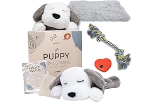 LUNA + RUFUS Heartbeat Puppy for Dogs with Blanket, Heat Packs and Chew Toy - Pet Anxiety Relief and Calming Sleep Aid - Perfect Dog Stuffed Animal for Behavioral Crate Training - Dog Toys