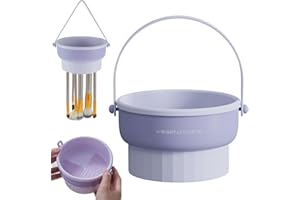 AREMOD Silicone Makeup Brush Cleaner Make Up Brush Cleaner Cleanser Bowl&Hanging Drying Basket Net Cleaning Box for Makeup Sponge,Puffs Brush Cleaning Drying and Storage(Purple)