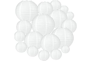 Vilanca 18Pcs Chinese Japanese White Round Hanging Paper Lanterns 10cm 15cm 20cm 25cm 30cm Wedding Decorations Derorative Pap