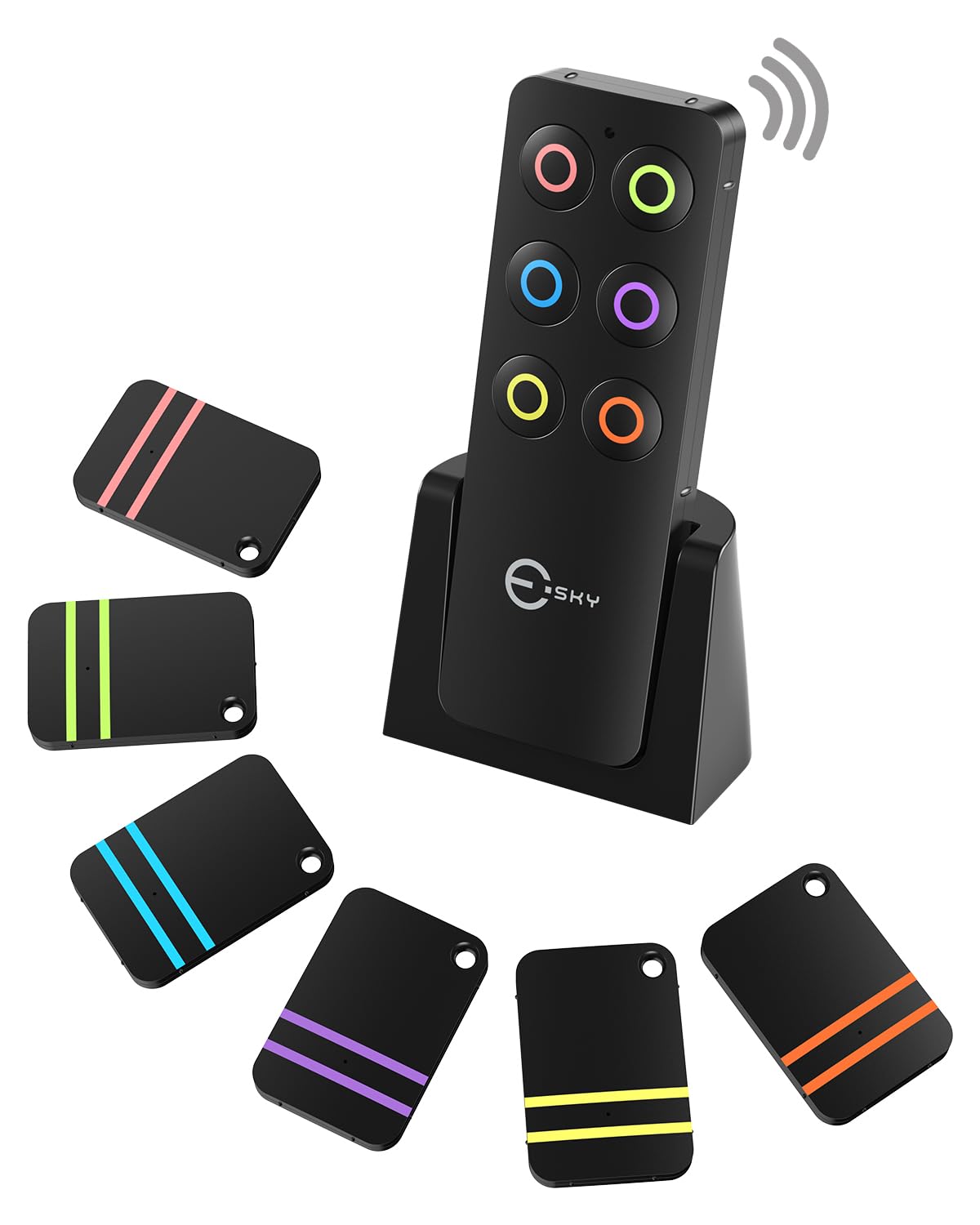 Photo 1 of Esky Key Finder Locator with Sound, Stick-on TV Remote Control Finder, Item Locator Tags with 85dB Noise Sound 6 Receivers, Wallet Tracker Key Finders for Finding Keys, Remote Gift Idea