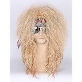 Topcosplay Men Women Blonde 80s Wigs Long Curly Rocker Disco Halloween Costume Mullet Wig