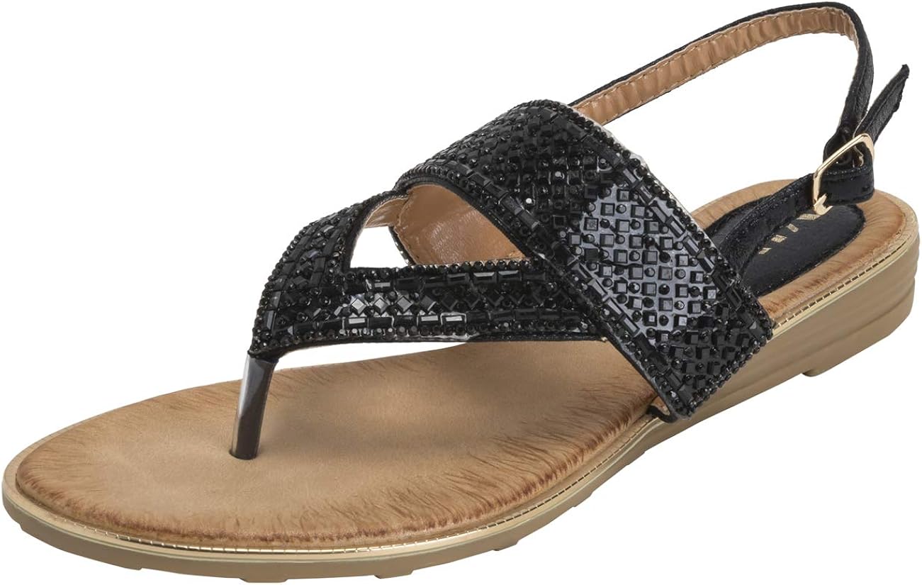 diamante toe post wedges