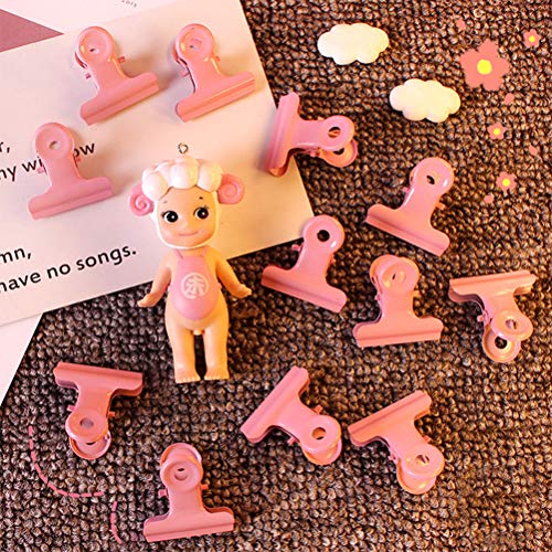 TOYMYTOY Pink Paint Paper Clips Paper Clamp Binder Clips Food Snack Sealing Iron Clip for Office School Home Use,20pcs