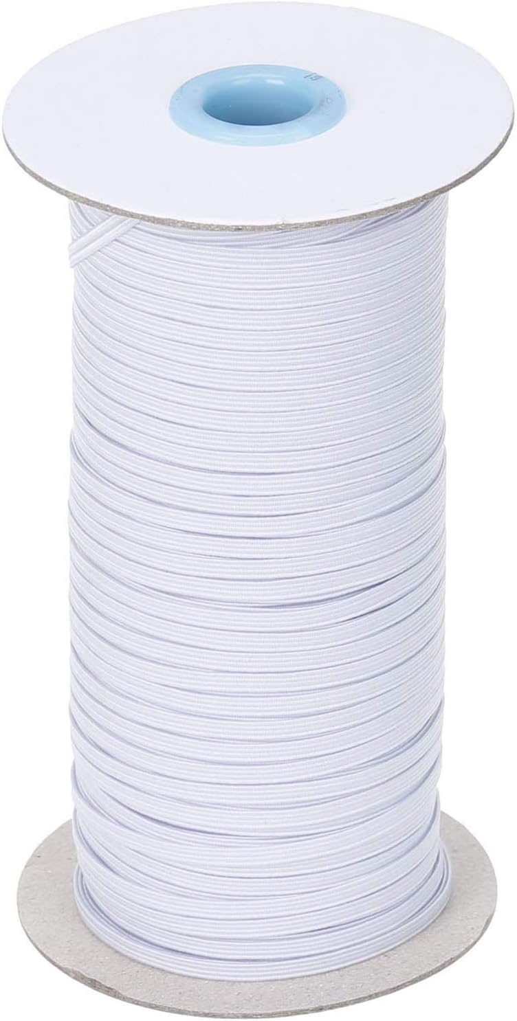 COTOWIN 1/8-inch(3mm) White Braided Polyester Elastic Roll (130 Yards)