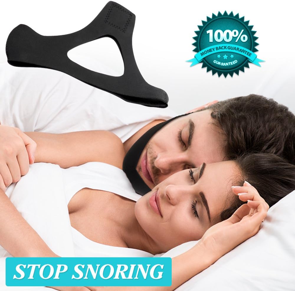 Yuminer Adjustable Anti Snore Chin Strap--Most Comfortable Stop Snoring Solution & Natural Sleep Aid with Instant Snore Relief and Ease Breathing (BLACK)