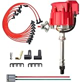 MAS Racing HEI Distributor&amp;Spark Plug Wires &amp; Free Pigtail Wire Harness Combo Kit Red Cap Replacement for Chevy 283 302 307 327 350 396 400 402 427 454 gm SBC BBC 65k Coil 7500RPM Chevrolet C10 GMC V8