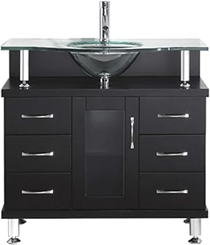 Virtu Usa Vincente 36 Inch Single Sink Bathroom Vanity Set In
