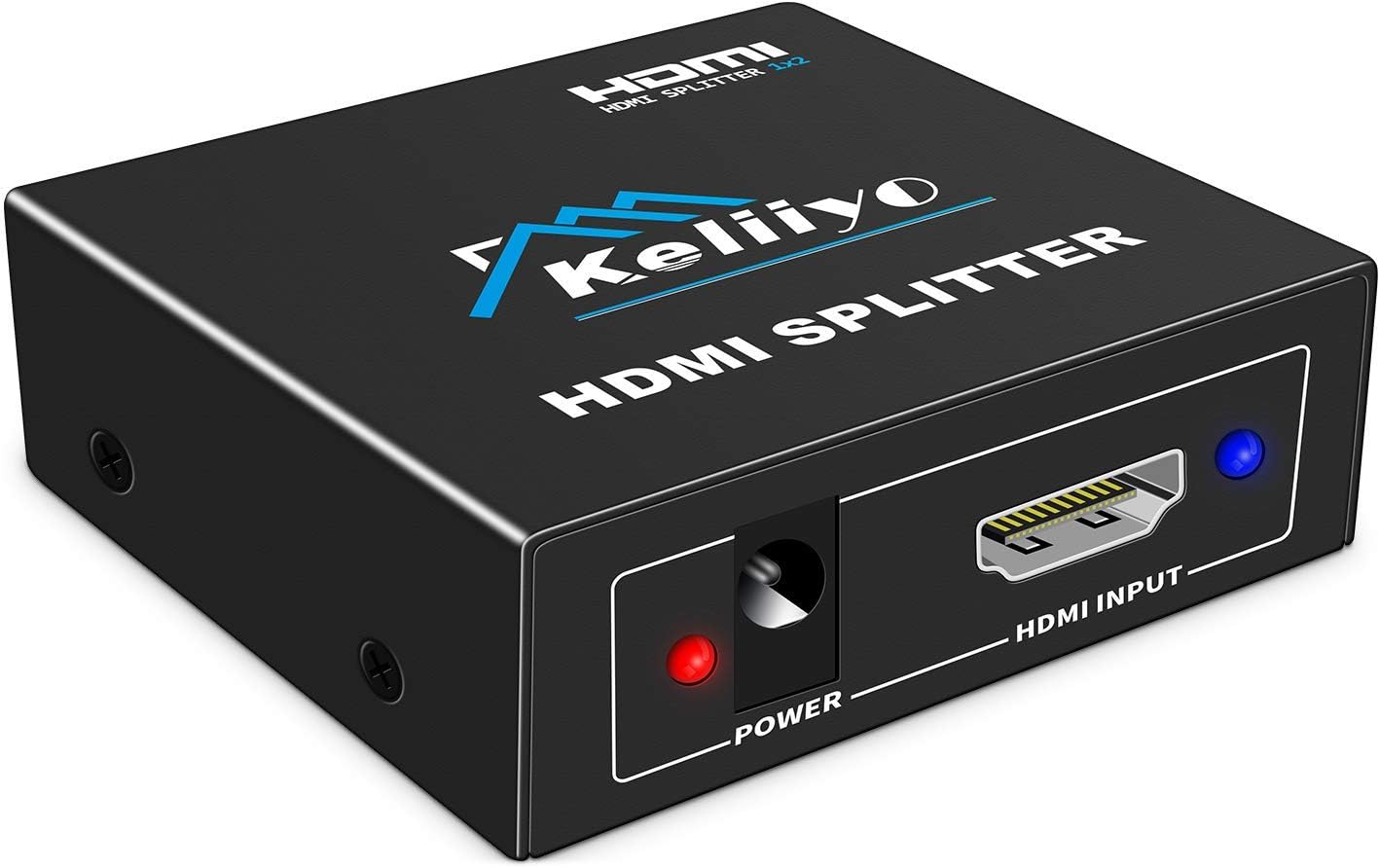 HDMI Splitter 1 In 2 Out, Keliiyo HDMI Splitter 4K Powered by AC Adapter, Supports 3D Full HD1080P, Compatible with Xbox PS3 PS4 Fire Stick Roku Blu-Ray Player HDTV - 1 Input To 2 Outputs