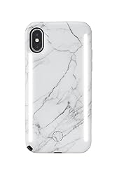 LuMee Duo Phone Case, White Marble | Front & Back