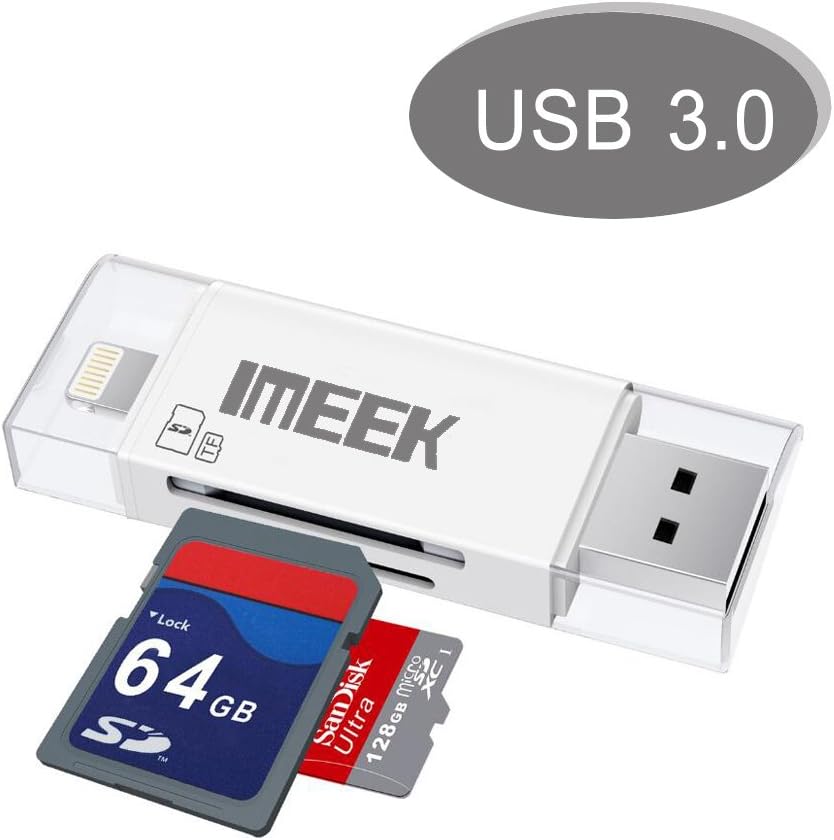 [USB 3.0] IMEEK Card Reader with Lightning/Micro USB Connector for Camera Cellphones Computers
