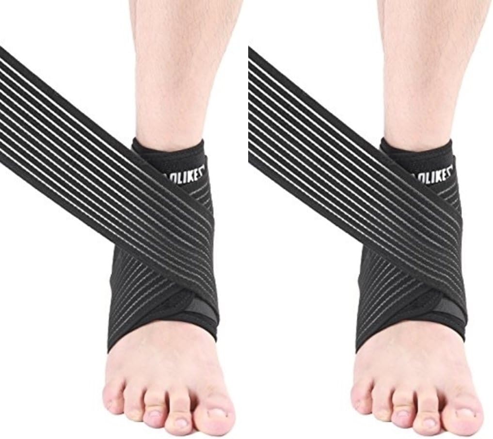 Tdas Neoprene Adjustable Ankle Support Pad Brace Cap Sleeve Socks Wrap Straps Band Bandage for Men Women, Free Size (2)
