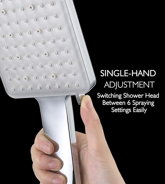 [ 2.5 GPM ] GRICH SHOWER HEAD WITH HANDHELD: 6 SPRAY MODES/SETTINGS HIGH PRESSURE SHOWER HEADS WITH STRETCHABLE 59″ 304 STAINLESS STEEL HOSE AND MULTI ANGLE ADJUSTABLE SHOWER BRACKET