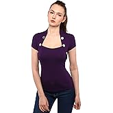 AmélieBoutik Women Bolero Style Button Embellished Short Sleeve Blouse Top