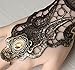 Charm.L Grace Gothic Black Lace Bracelet Steampunk Slave Wristband Ring Sexy Halloween Wedding Accessories