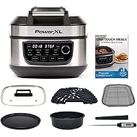 PowerXL Grill Air Fryer Combo Deluxe 6 QT 12-in-1 Indoor Grill, Air Fryer, Slow Cooker, Roast, Bake, 1550-Watts…