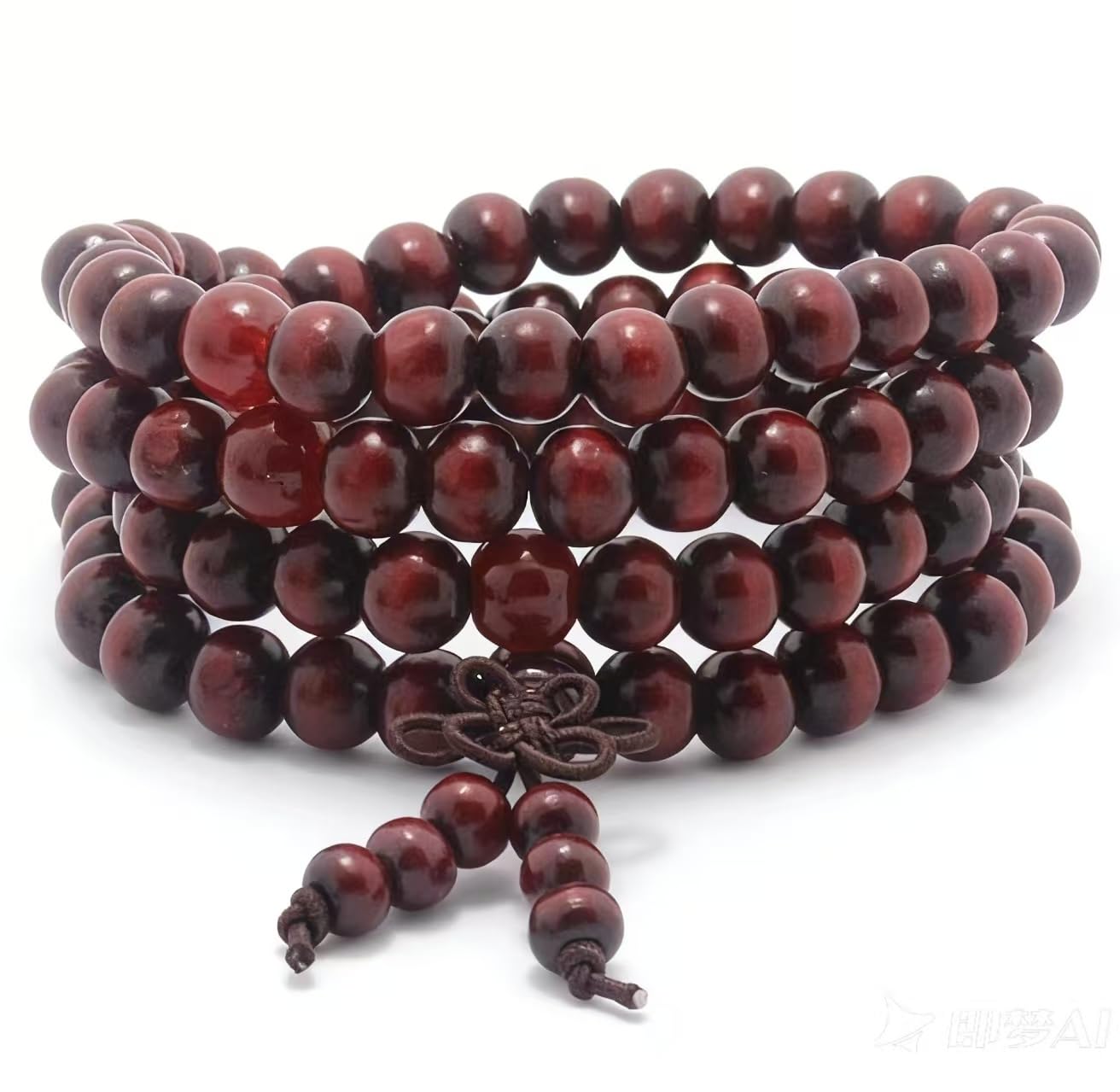 Qing Hui 8mm*108pcs Mala Bracelet Necklace Men's Women's Tibetan Buddhist Buddha Meditation Prayer Bead Prayer Buddha Mala Chinese Knot Red — image 1