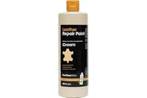 Furniture Clinic Leather Repair Paint | 2-in-1 Seal and Color | Use on Scratches, Tears, and Holes in Car Seats, Furniture | Quick and Easy Leather Repair Kit for Furniture (Cream, 1.7oz)
