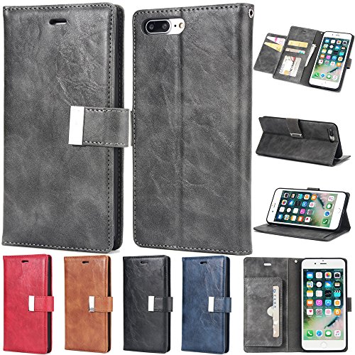 Scheam iPhone 7 Plus iPhone 8 Plus Wallet Leather Case with Protective Durable Women Shell Folio flip Cell Phone Cover Bag with Card Slots,Cash Pocket,Black - Thumbnail 2