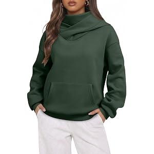 Dokotoo Hoodies for Women Oversized Mock Neck Sweatshirt with Face Cover | Long Sleeve, Fleece Lined, Kangaroo Pocket, Fall O