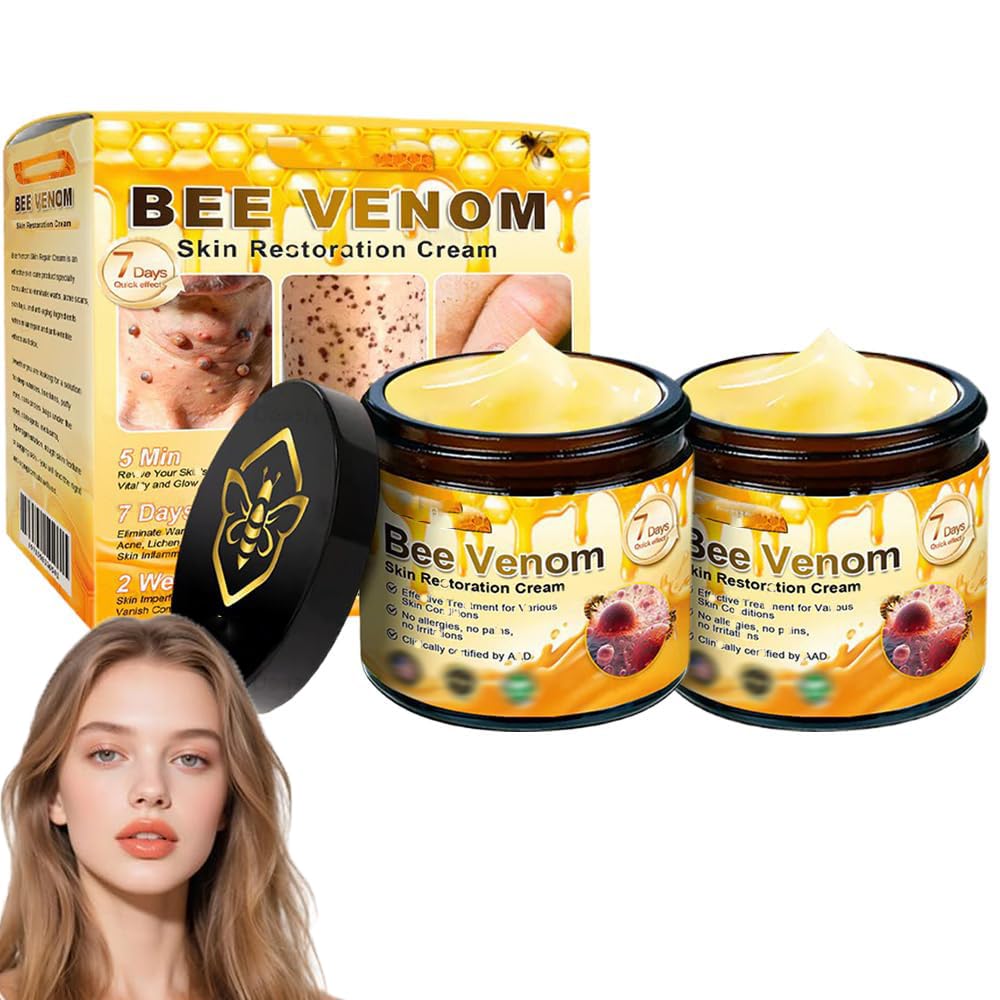 Photo 1 of **FACTORY SEALED** SOLD AS IS, NO REFUND/RETURN**
Bee Venom Skin Restoration Cream, Bee Venom Skin Treatment Cream, Repair and Wrinkle Reducing Comprehensive Moisturizer for All skin Types 2PC