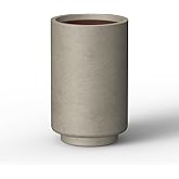 Kante 15.7 Inch Tall Concrete Planter, Round Pedestal Design Garden Pot for Indoor Outdoor Plants, Modern Garden Pot with Drainage Hole, Weathered Concrete Finish with Painted Interior