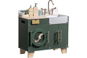ROBUD Kids Play Kitchen - Wooden Multi-Function Washing Machine for Kids Kitchen Playset - Pretend Toddlers' Kitchen Toy Wash