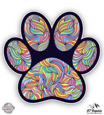 Paw Print Cute Colorful Tangle Design - 5