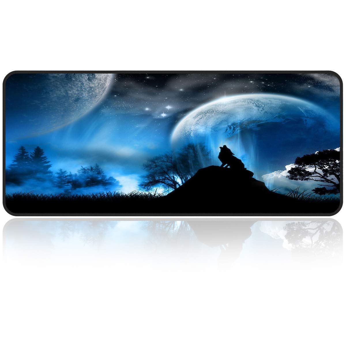 Qisan Large gaming Mouse Pad/Mat Extended Large Size Mousepad for Computer Laptop 31.5"x11.8"x0.15" Keyboard Pad Desk Pad with Anti-slip Rubber Base Rectangle Mouse Pad Mat-Wolf