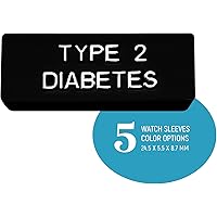 Rockadex - Type 2 Diabetic Medical Alert Watch Sleeve 2 Pack, Colored Silicone Watch Sleeves, Diabetic Supplies (Black)