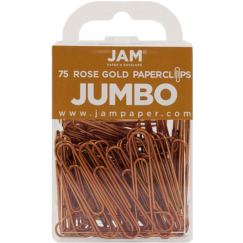 JAM PAPER Colourful Jumbo Paper Clips - Large 50.8 mm - Rose Gold Paperclips - 75/Pack — image 1