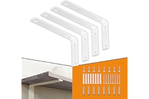 CLT CLETING CLT White Shelf Bracket, 12” X 5” Quarter Inch (1/4") Thick- Max Load: 440 lb Rustic Industrial Modern Farmhouse Heavy Duty Cold Rolled Steel Bracket for Table Bench, Space Saving DIY, Pack of 4
