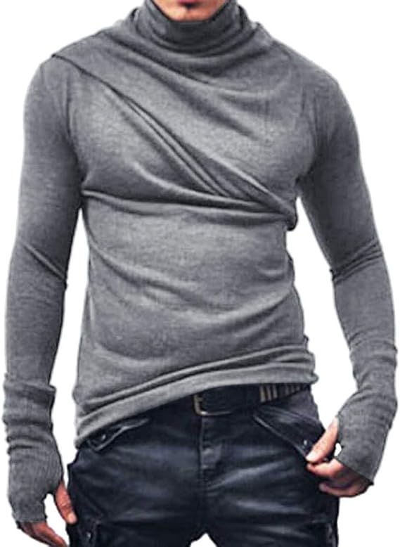 Amazon Zeroup メンズ 長袖 アフガン タートルネック カットソー ロング Tシャツ パーカー プルオーバー 秋服 トレーナー タートル ハイネック ロンt カットソー インナー モックネック シンプル キレイめ トレーナー パーカー 通販