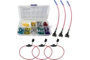 KOLACEN Automotive Car Truck Mini Blade Type Fuse Assorted Kit 81 Pieces + 3 Pieces in-line 16 Gauge Mini Fuse Holder + 3 Pie