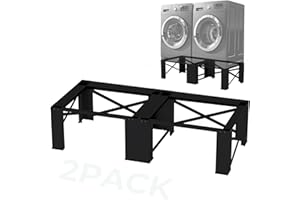 FAMIROSA 2 in 1 Washer and Dryer Pedestals, 29'' Laundry Pedestal Stand Risers for Washer and Dryer, Heavy Duty Washing Machine Pedestals, Universal Fit 700lbs Capacity, 58.3"W x 29.2"D x 12.6"H, Black