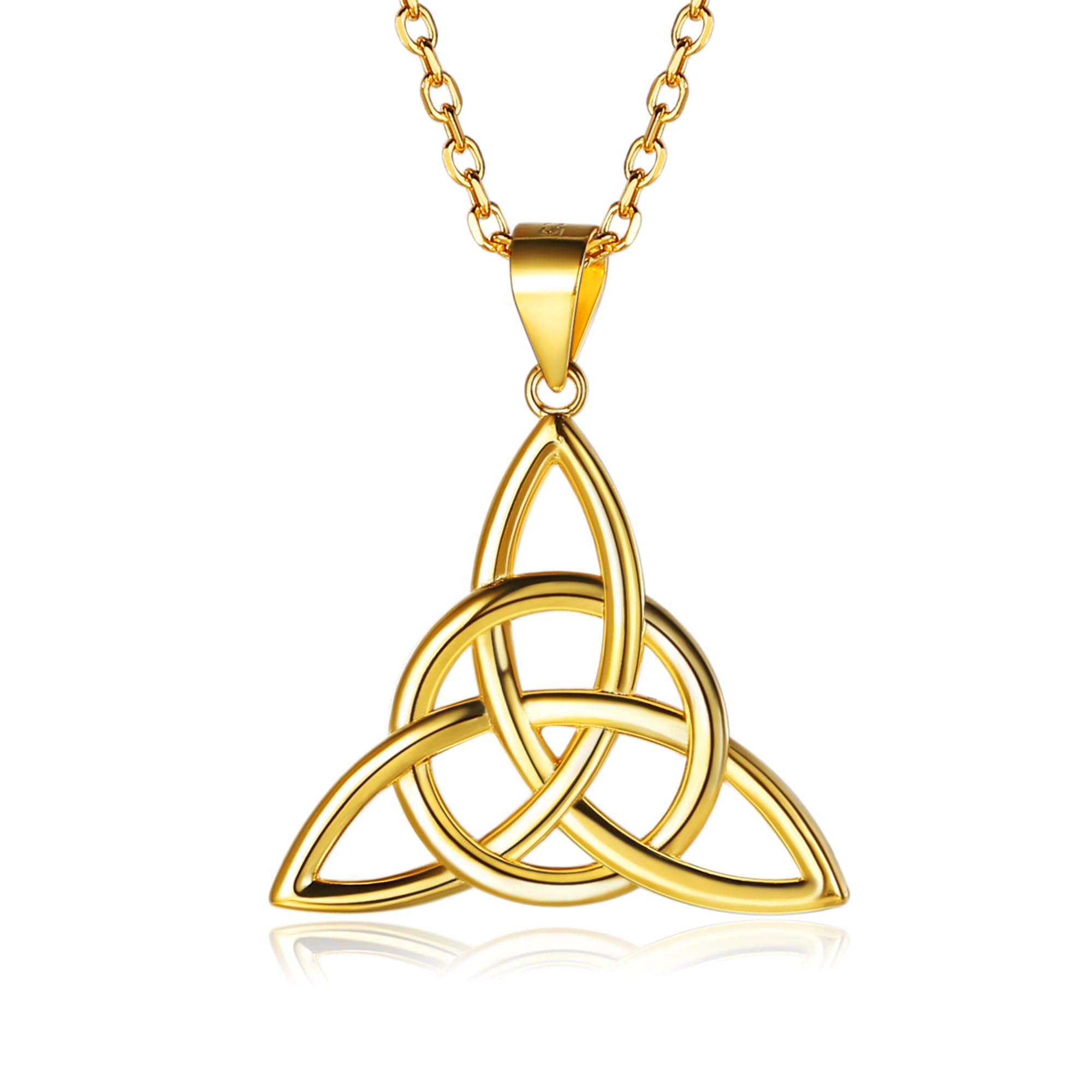 Gold Necklaces for Women 925 Sterling Silver Irish Triquetra Pendant Necklace Solid Silver Celtic Necklaces for Ladies — image 1