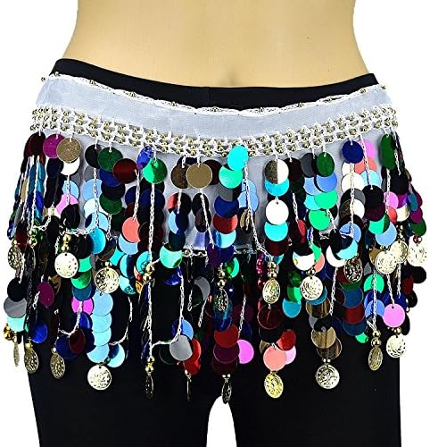 Hip Shakers Womens Tribal Multi Color Hip Scarf Belly Pallette With Gold Coins